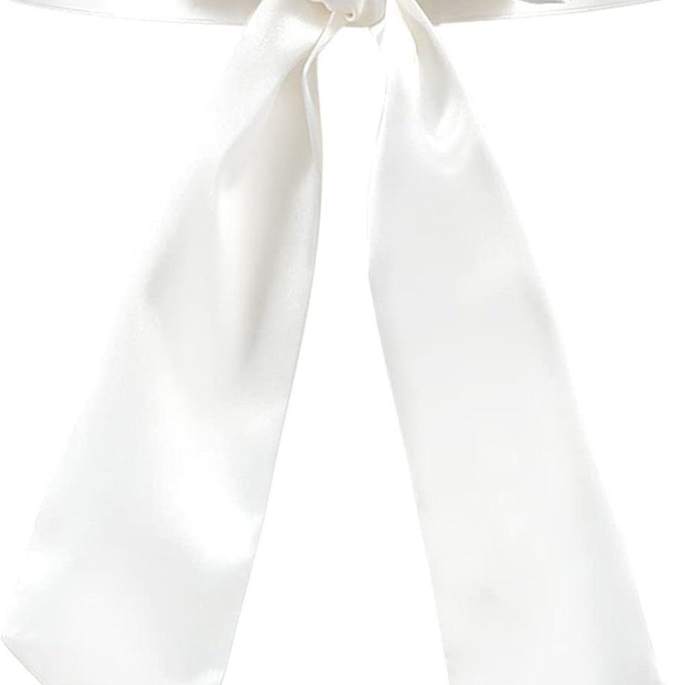 Elegant White Satin Bow Belt